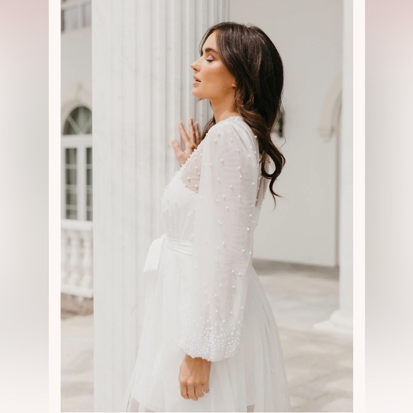 Millie Hand Beaded Pearl Mesh Maxi - Includes Slip - Le rose - Picture 7 of 11